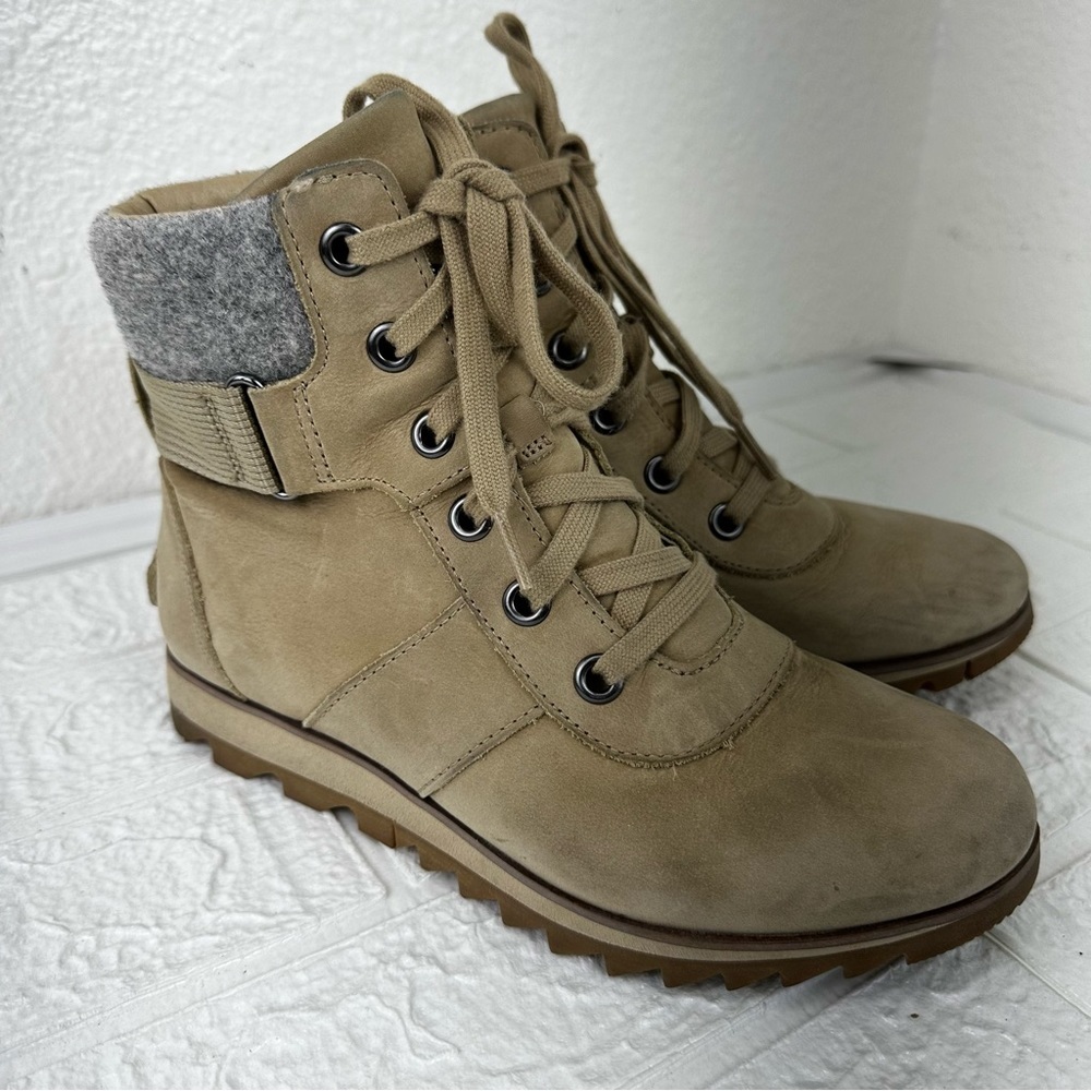 SOREL WOMENS HARLOW BOOTS Lace Up  Nubuck Beige Size 7